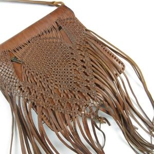 Vintage Genuine Leather Handcrafted Fringed Leather Purse